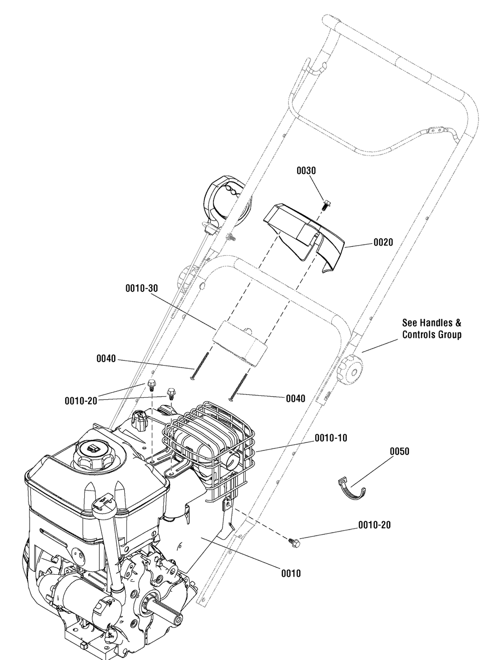 Engine Group Diagram and Parts List for 1696507-00-1222EED 2015 Briggs and Stratton Snow Blower